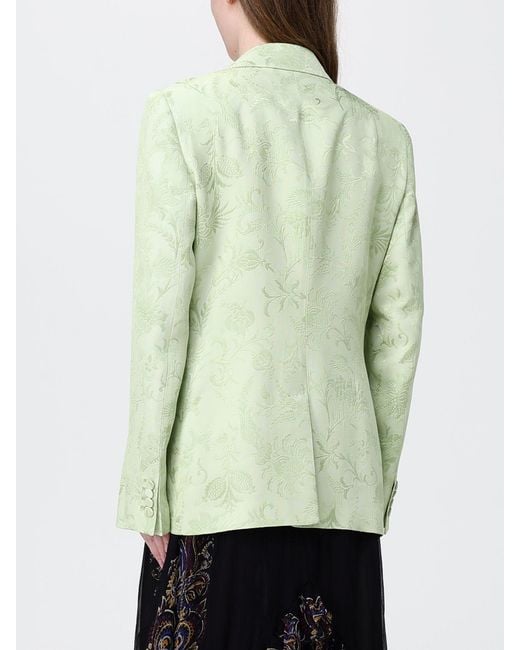 Etro Green Jacquard Viscose Single Breasted Blazer