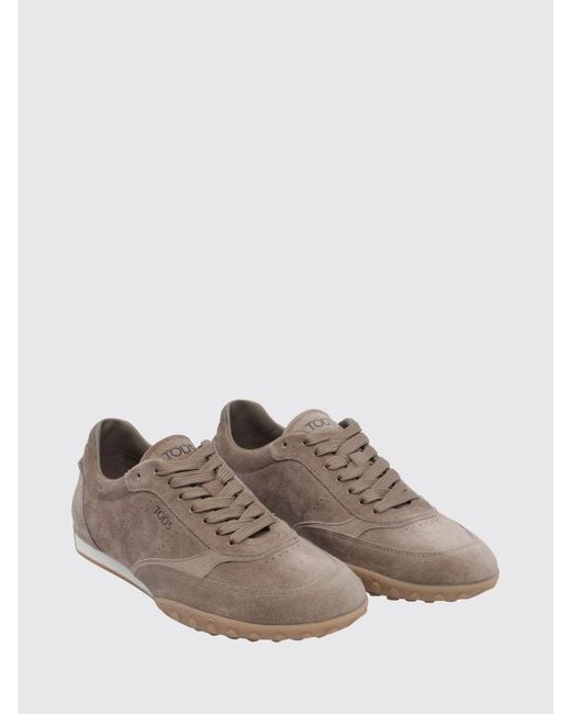 Tod's Brown Suede Calfskin Low-Top Sneakers With Gommini Sole for men