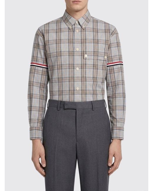 Thom Browne Gray Tartan Cotton Shirt for men