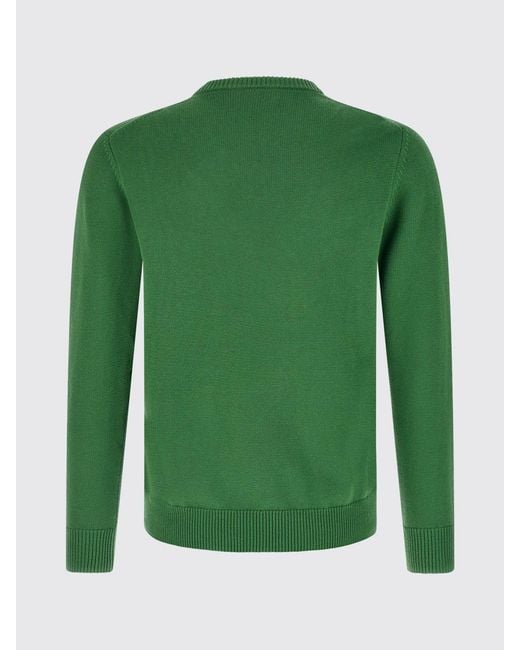 Ballantyne Green Argyle Cotton And Cashmere Blend Crew Neck Sweater With Slim Fit for men