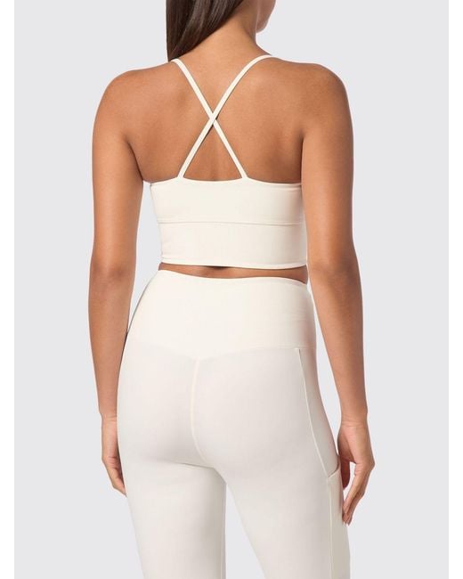 Philipp Plein White Cropped Sports Bralette Top With Criss-Cross Straps