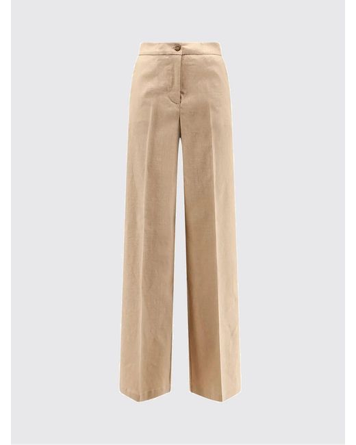 Pinko Natural Linen Blend Palazzo Trousers