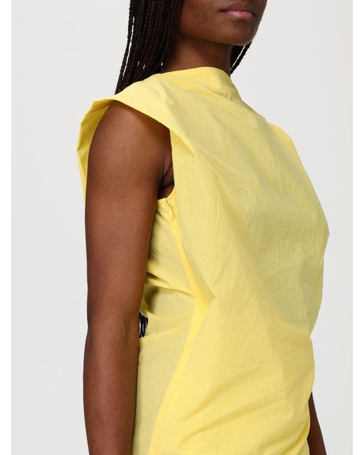 Jacquemus Yellow The Drap Asymmetric Midi Dress