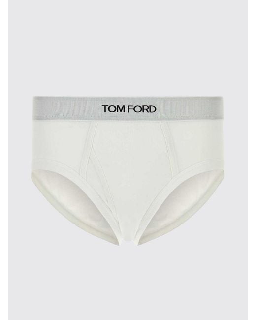 Tom Ford White Stretch Cotton Briefs With Logo Waistband for men