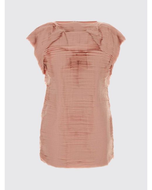 Jil Sander Pink Satin Sheath Mini Dress With Round Neck