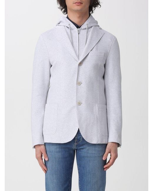 Eleventy Gray Single-Breasted Piqué Jersey Blazer for men