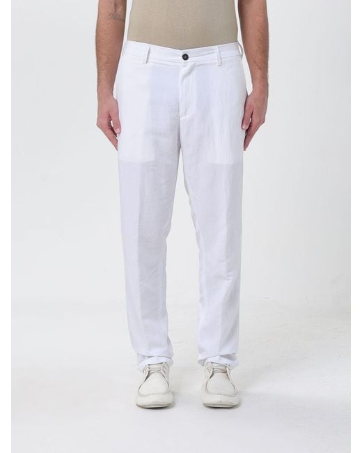 Siviglia White Slim Fit Linen Blend Trousers for men