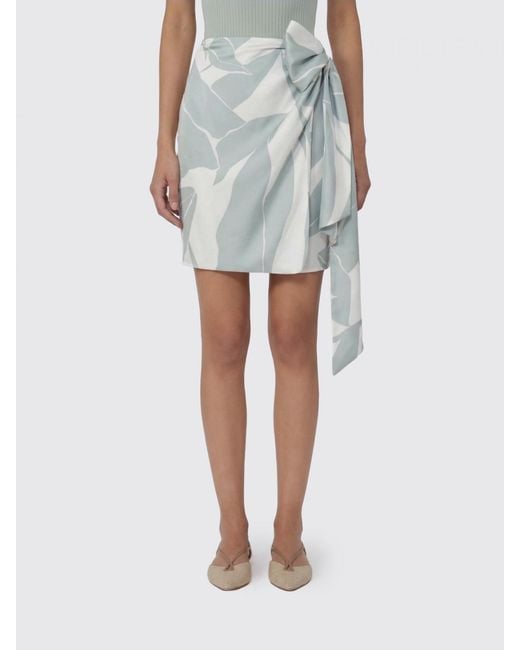 Max Mara Blue Printed Silk Pareo Skirt