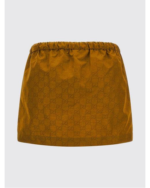 Gucci Orange Gg Nylon Mini Skirt With Drawstring