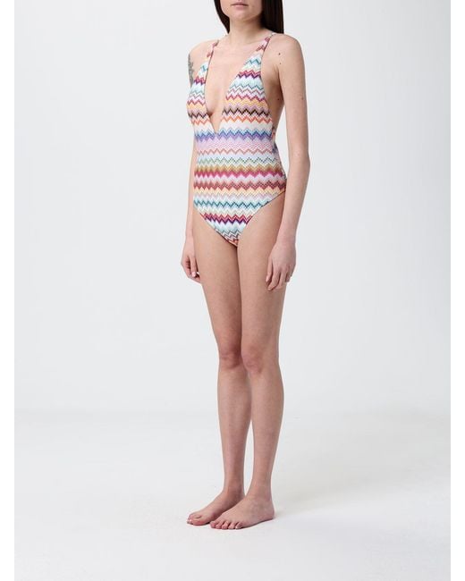Missoni White Lurex Viscose One-Piece Swimsuit