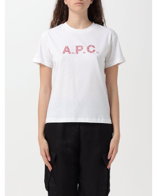 T-shirt in cotone con logo di A.P.C. in White
