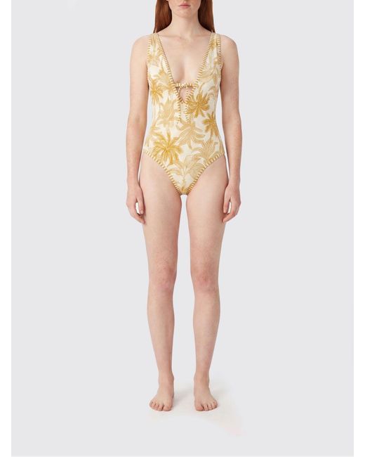 Eres Natural Destination One-Piece Swimsuit With Floral Print And Deep V-Neck