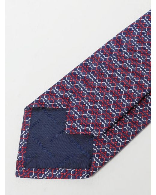 Ferragamo Purple Gancini Printed Silk Tie for men
