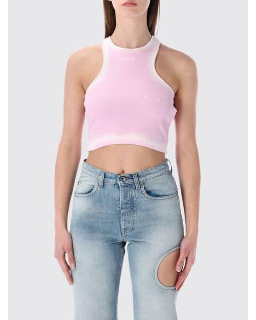 Off-White c/o Virgil Abloh Blue Cotton Crop Top With Logo