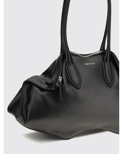 McQueen Black Calf Leather Shoulder Bag