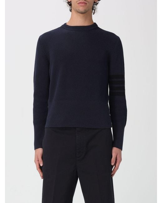 Thom Browne Blue Cotton Crew Neck Pullover for men