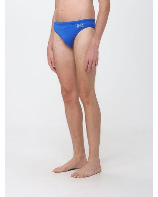 EA7 Blue Polyester Brief Swimsuit for men