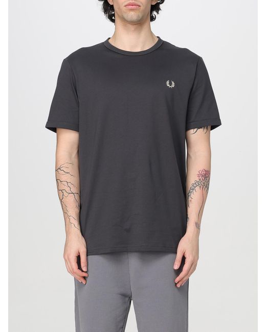 Fred Perry Gray Classic Cotton Crew Neck Tee for men