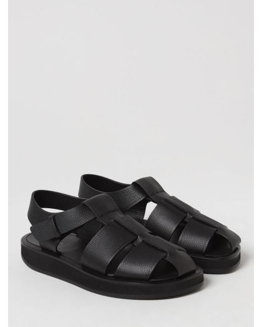 The Row Black Flat Sandals