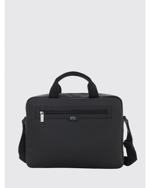 Boss Black Leather Briefcase for men