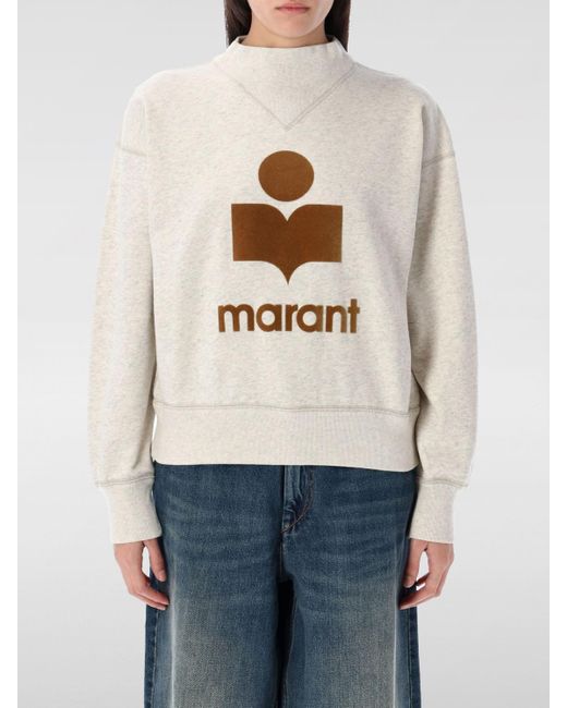 Felpa A Girocollo Con Maxi Logo di Isabel Marant in Natural