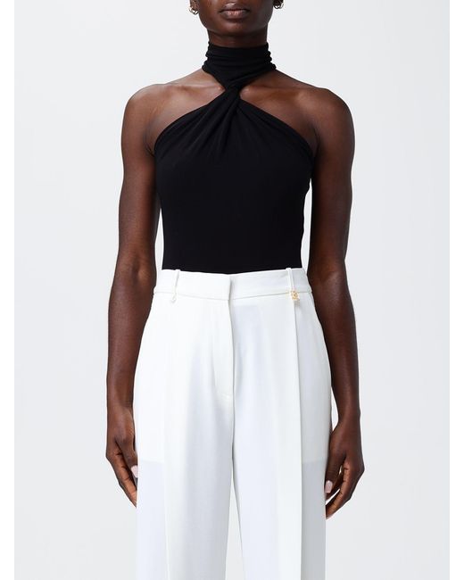 Elisabetta Franchi Black Stretch Viscose Bodysuit Top