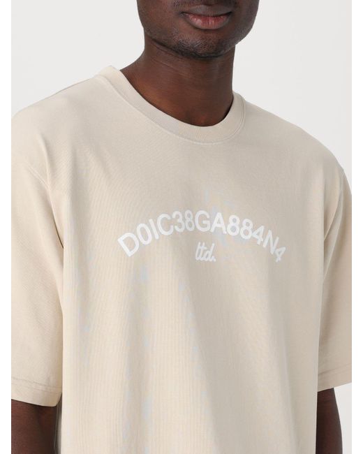 T-shirt in cotone di Dolce & Gabbana in Natural da Uomo