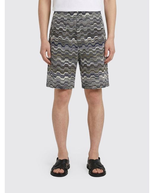 Missoni Gray Cotton Jacquard Pattern Shorts for men