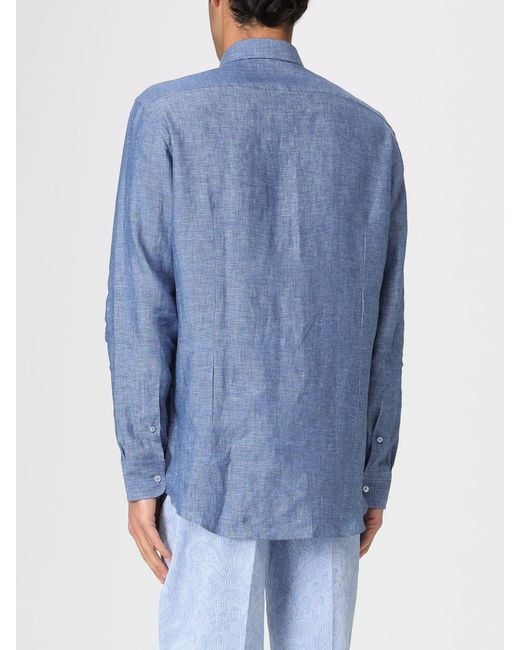 Etro Blue Linen Shirt for men