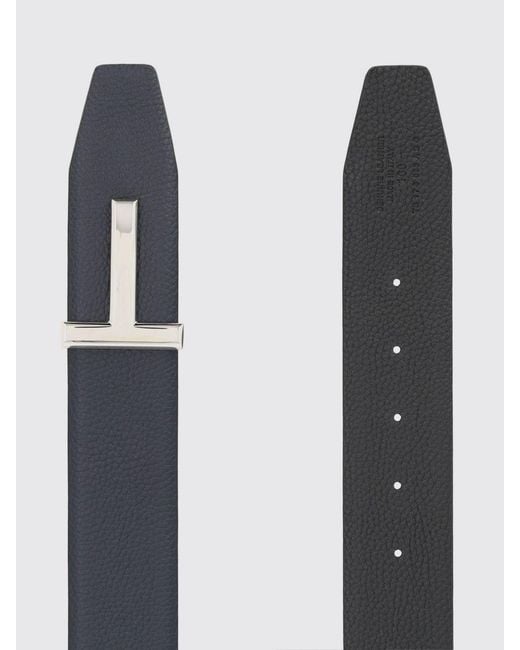 Tom Ford White T-Grain Calfskin Leather Belt for men