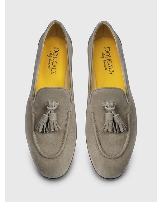 Doucal's Gray Suede Loafers With Tassels