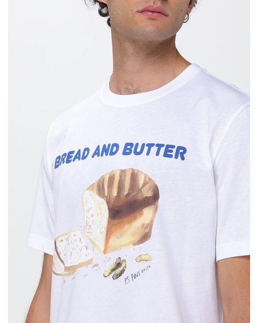 Paul Smith White Graphic Print Organic Cotton T-Shirt With Contrast Logo for men