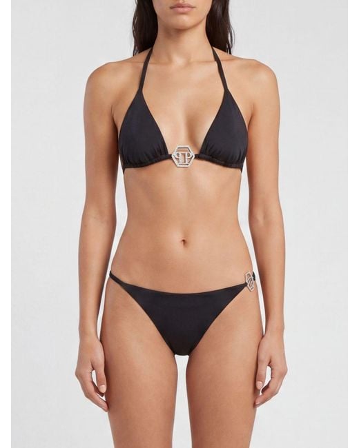 Philipp Plein Black Pp Bikini Top Swimsuit