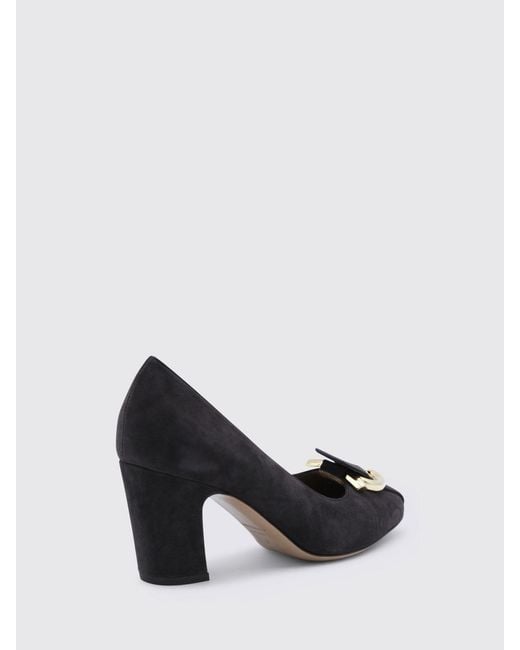 Ferragamo Black Gancini Suede Pumps