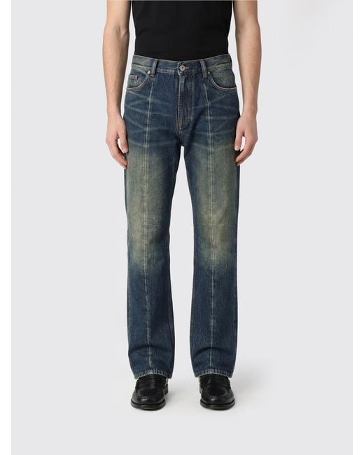 Versace Blue Used Denim Straight Jeans for men