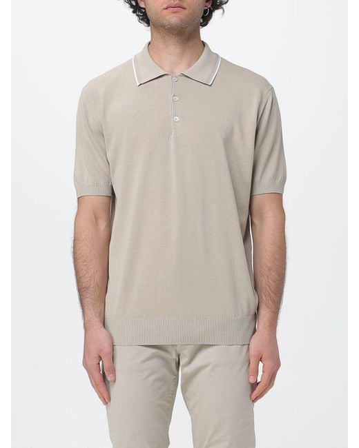 Canali Gray Cotton Knit Polo Shirt for men