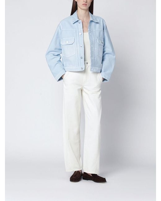 Victoria Beckham Blue Cropped Shirt Jacket