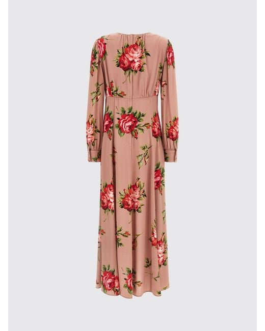 Dolce & Gabbana Red Dolce &Amp Gabbana Floral Print Crêpe Long Dress