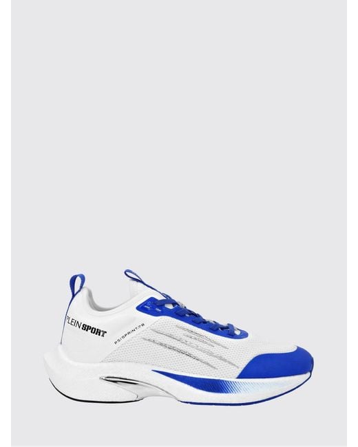 Philipp Plein Blue Ps/Sprint-78 Two-Tone Mesh Trainers With Printed Logo for men