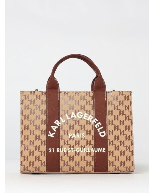 Karl Lagerfeld Brown Canvas Bag With All-Over Logo