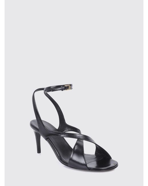 Khaite Black Liria Smooth Leather Sandals With Stiletto Heel And Ankle Strap