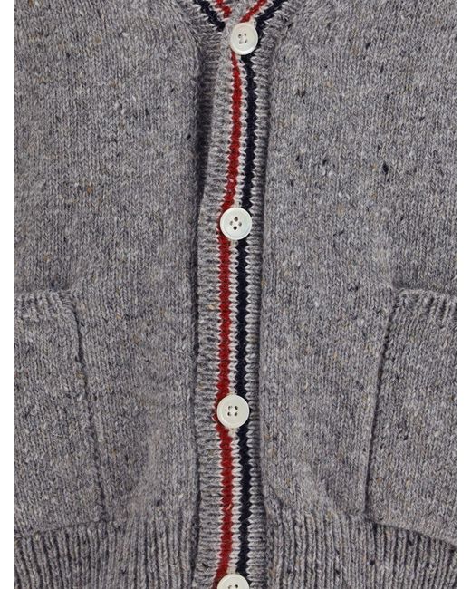 Thom Browne Gray Slim Fit Wool And Mohair Cardigan With Fauna Print for men