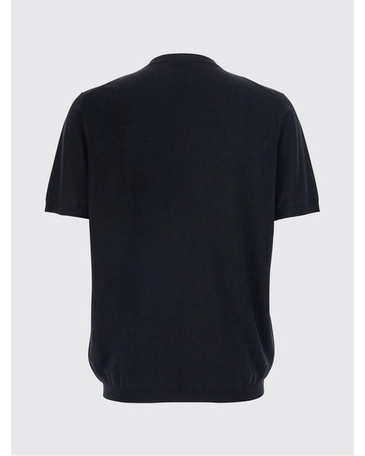 Kangra Black Cotton And Silk Crew Neck Knitwear for men