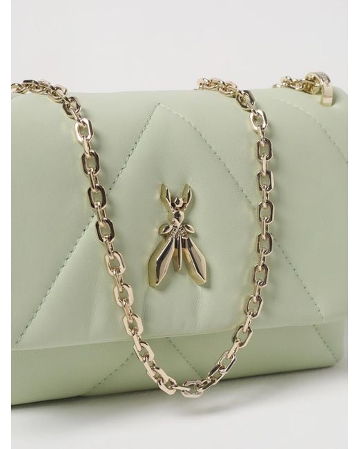 Patrizia Pepe Natural Fly Puffy Chevron Quilted Nappa Leather Shoulder Bag