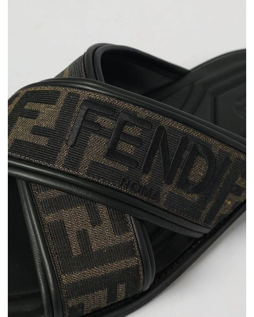 Fendi Black Ff Sliders for men