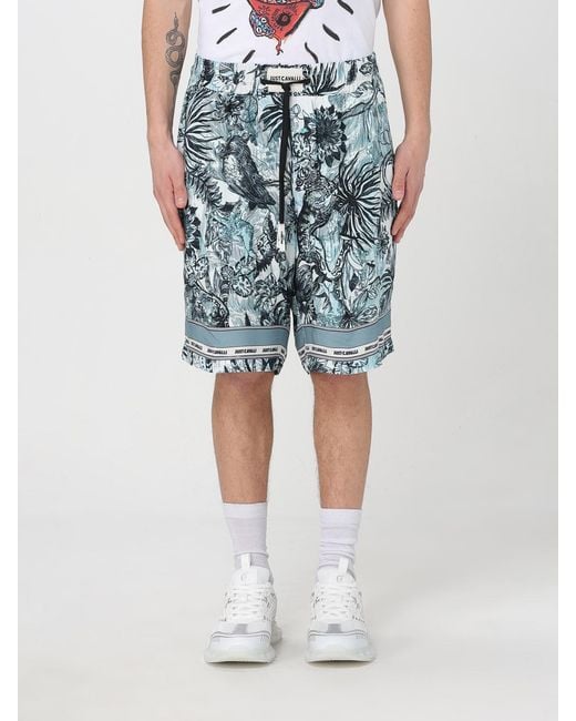 Just Cavalli Blue Tropical Print Shorts for men