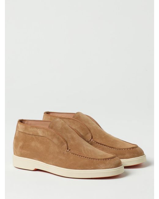 Santoni Brown Desert Suede Loafers