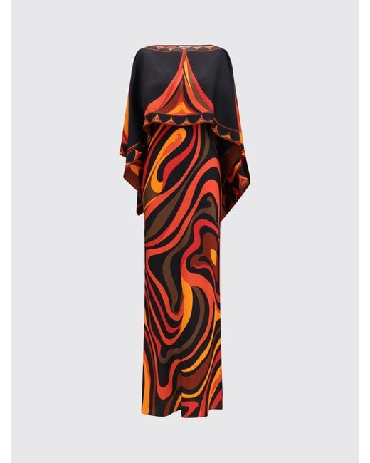 Emilio Pucci Red Printed Silk Long Dress