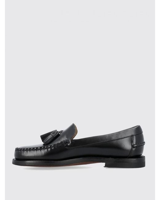 Sebago Black Classic Will Brushed Leather Loafers With Tassels
