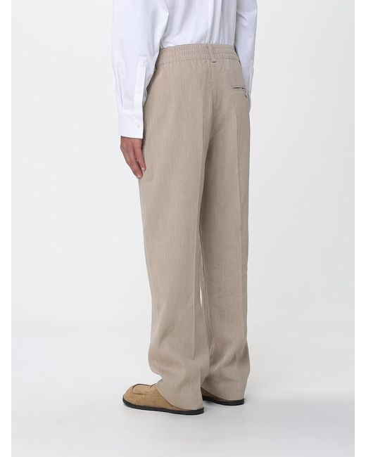 Jacquemus Natural Linen Blend Wide Leg Trousers for men